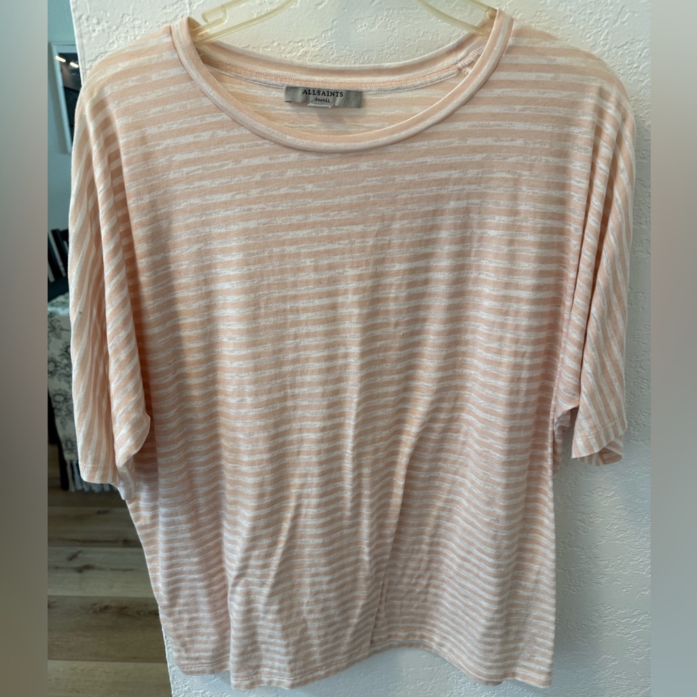 All Saints Soft Pink Striped Tee